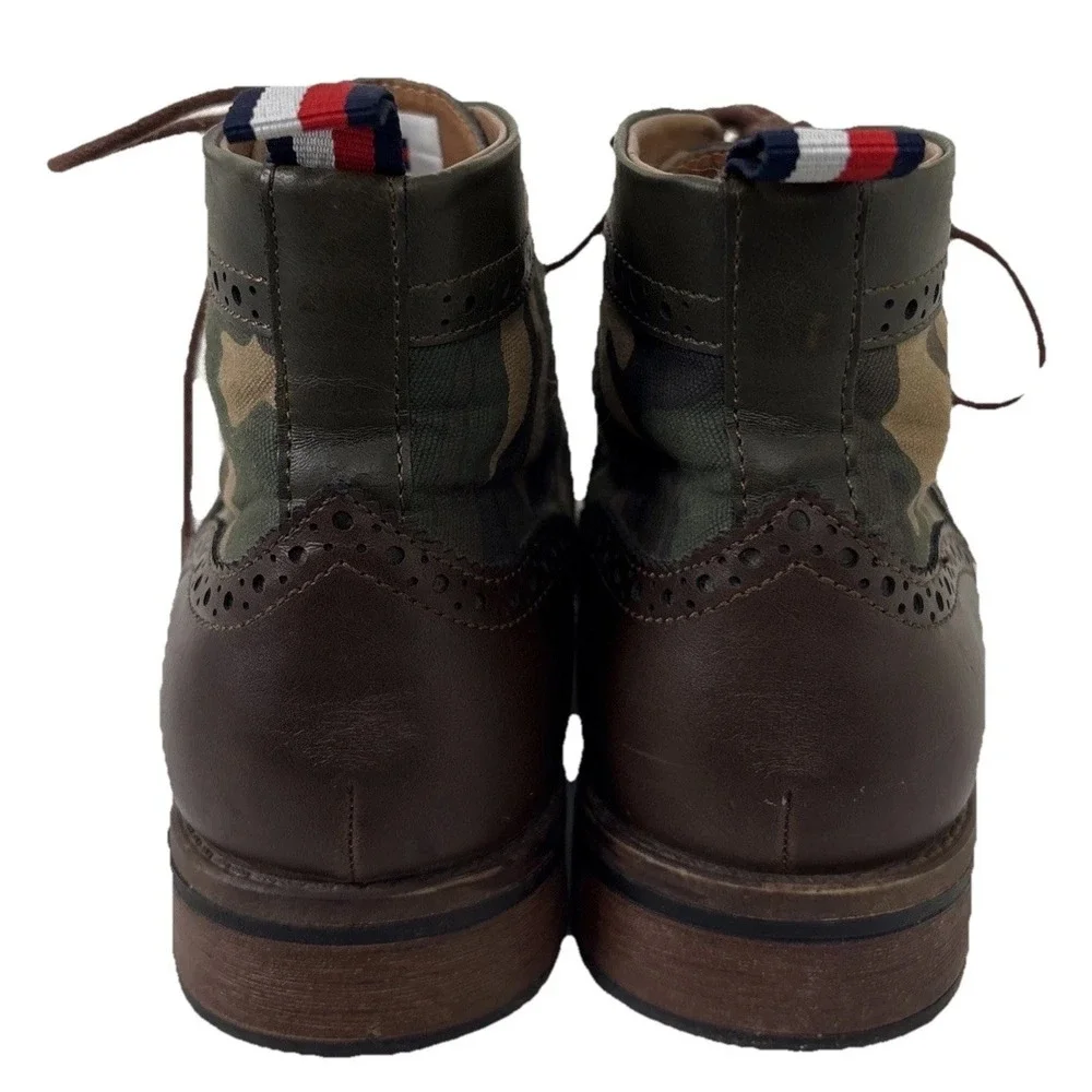 Tommy Hilfiger Mens Wingtip Camo‎ Ankle Boots Ruzman 2 Size 9 Brown